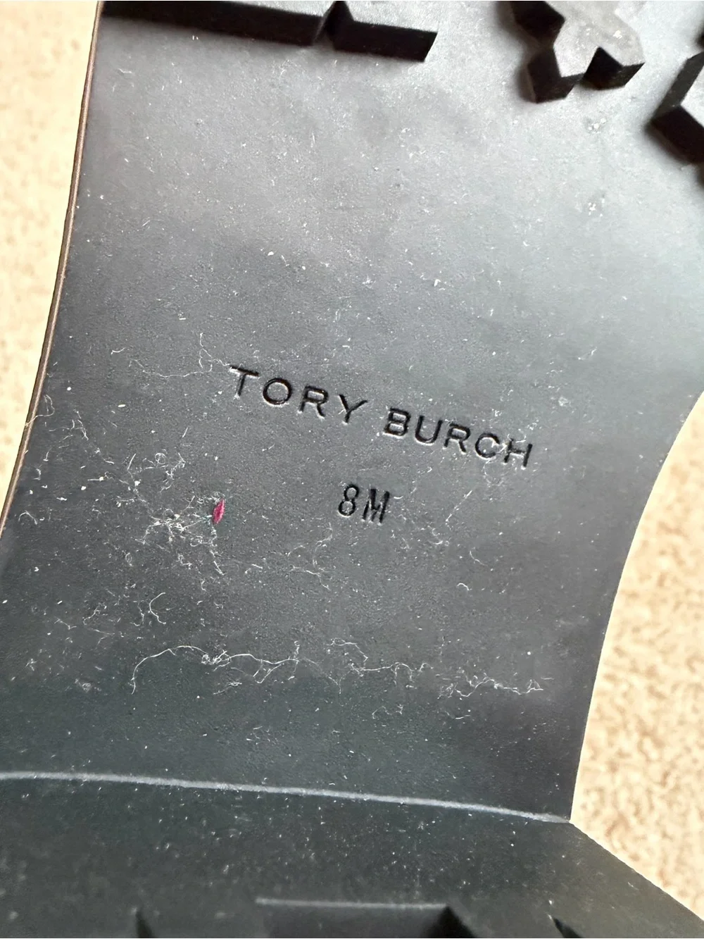 Tory Burch Miller Lug Sole Black Patent Shearling Lined Combat Boots Womens Sz 8